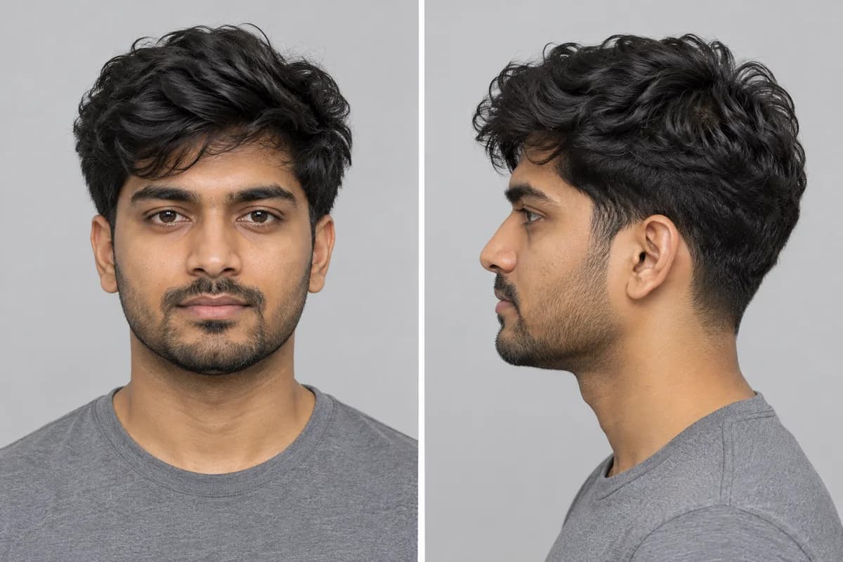 Example: man with a low taper, front and side view