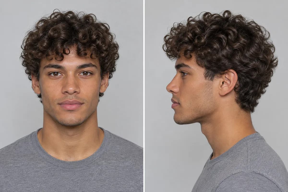 Example: man with a scissor cut, front and side view