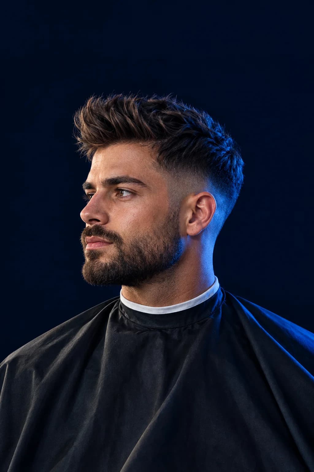 Example model with a textured quiff and skin fade